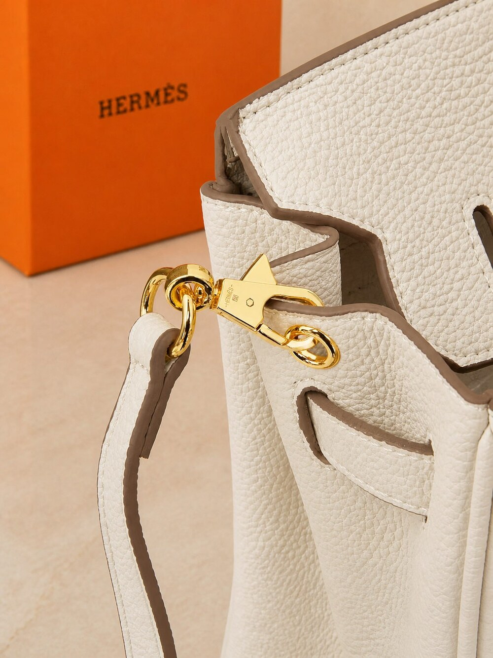Hermes Nata Togo Leather Birkin Top Handle Bag with Gold Hardware - Picture 7 of 9